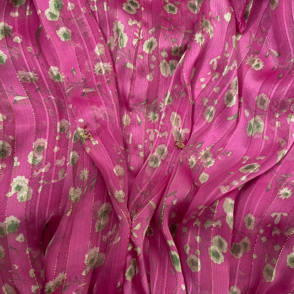 Sabina Musayev Terranova/Kimber Floral Chiffon Midi Dress - Large, Fuchsia/Pink - Picture 8 of 15